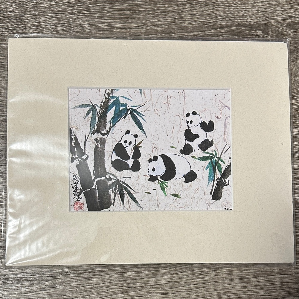 Panda Art Print with Bamboo